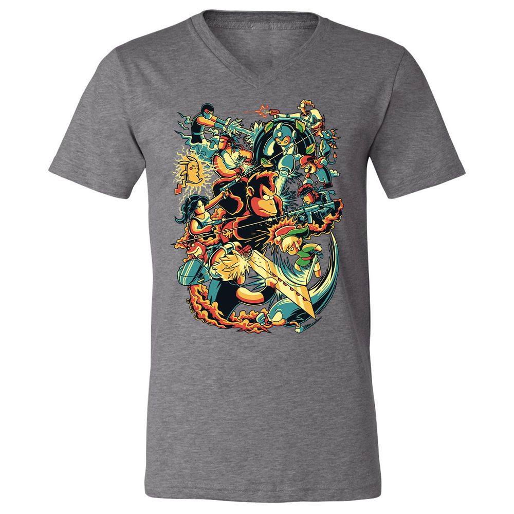 Unisex V-Neck T-Shirt - PV3HVH66 - Deep Heather - 13
