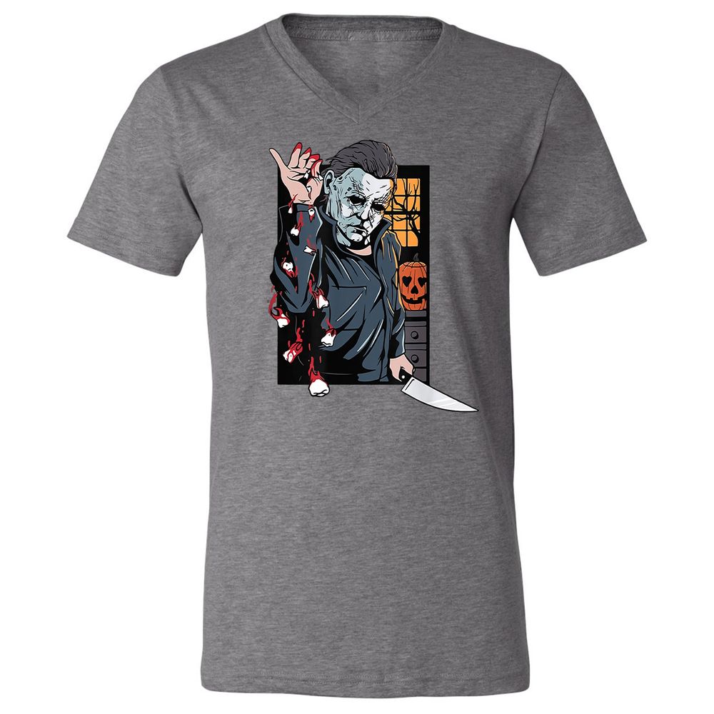 Unisex V-Neck T-Shirt - QGENDHGJ - Deep Heather - 13