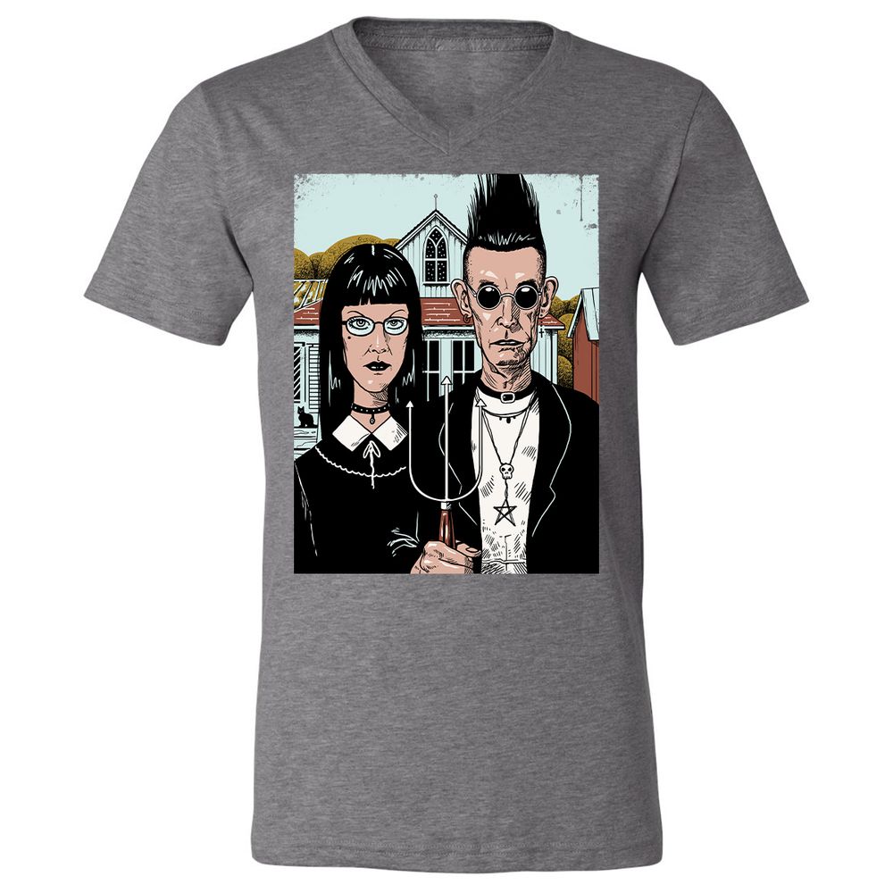 Unisex V-Neck T-Shirt - 5EA5DYBF - Deep Heather - 13