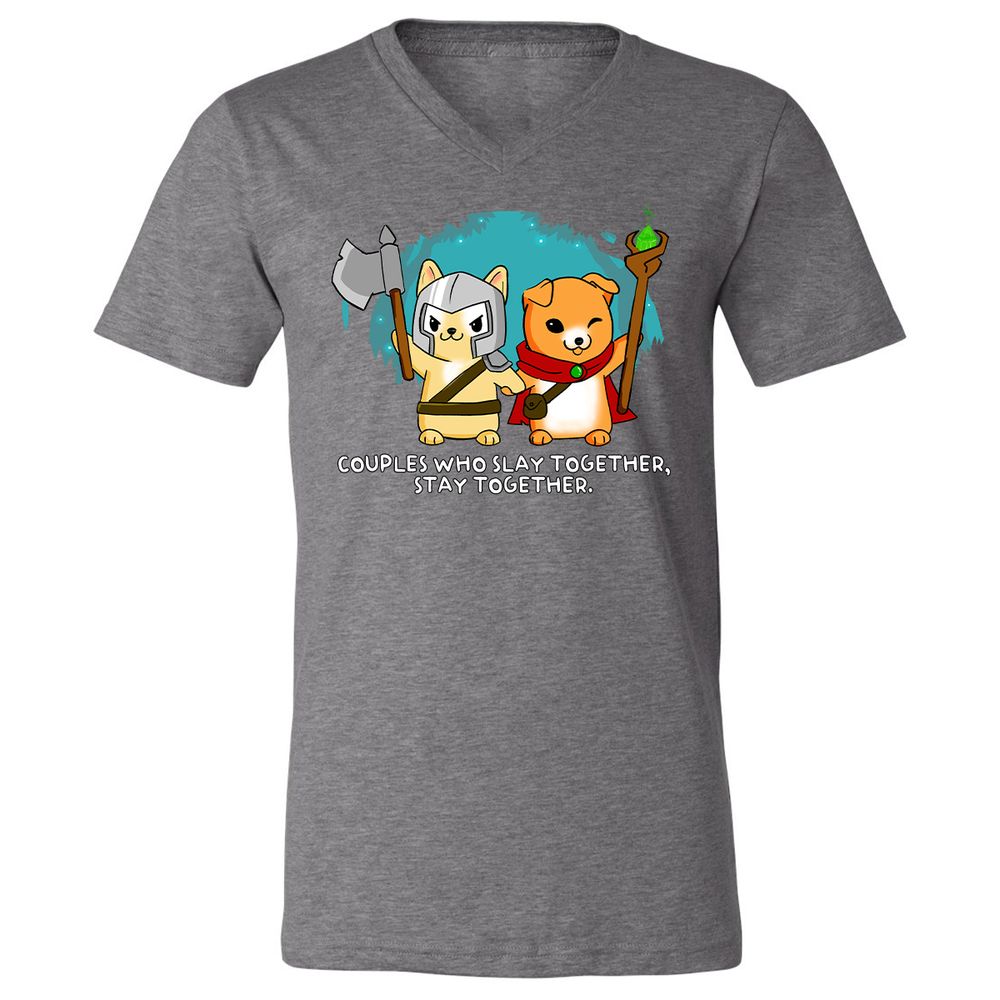 Unisex V-Neck T-Shirt - HP52UDY1 - Deep Heather - 13