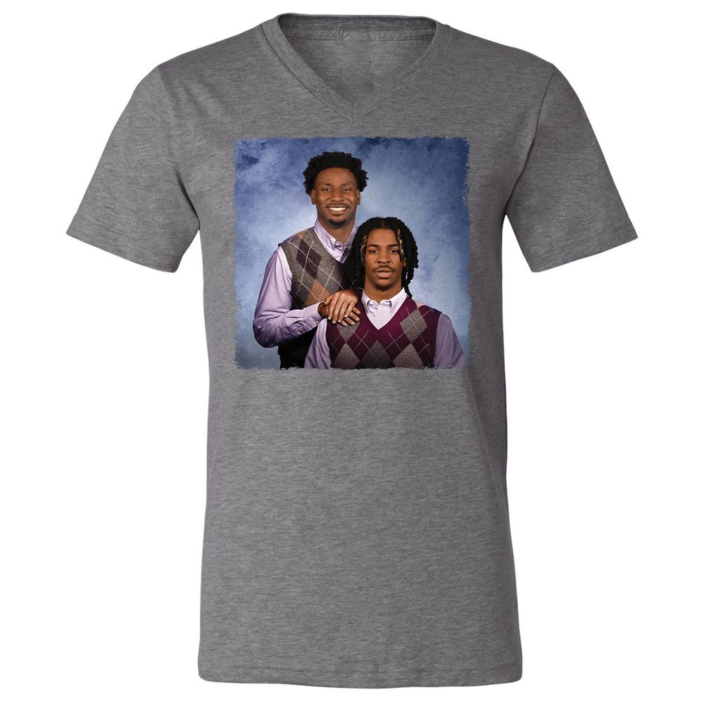 Unisex V-Neck T-Shirt - VYBMJJM1 - Deep Heather - 13