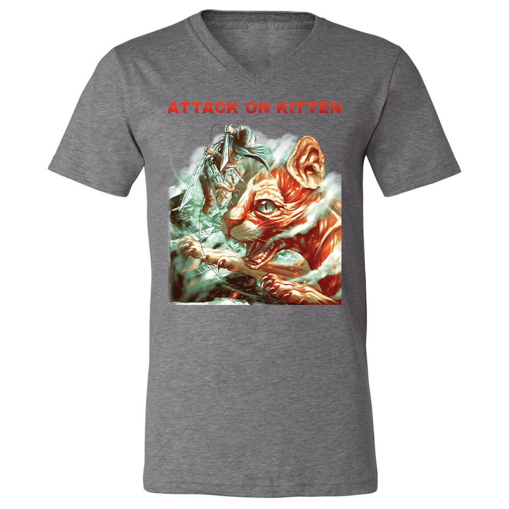 Unisex V-Neck T-Shirt - YSMT8Z6F - Deep Heather - 13