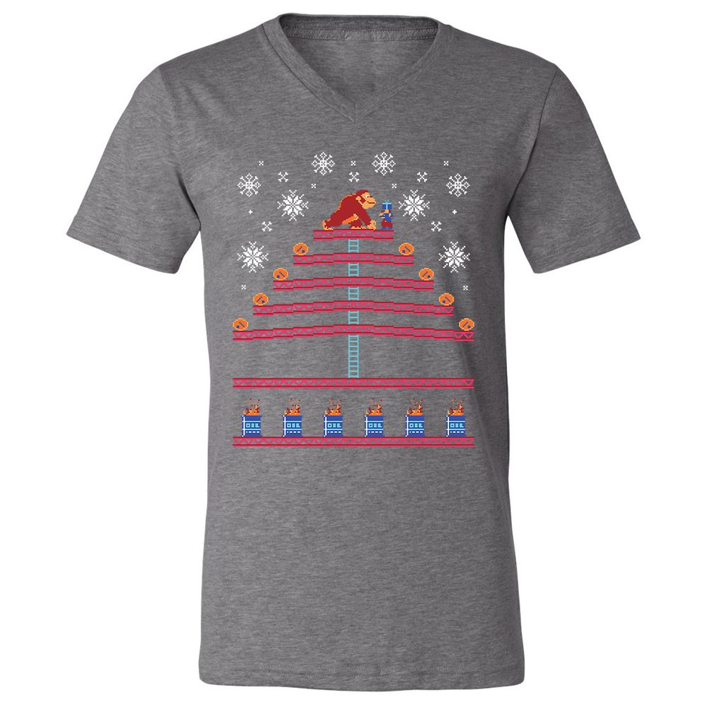 Unisex V-Neck T-Shirt - KQKNH9ZD - Deep Heather - 13