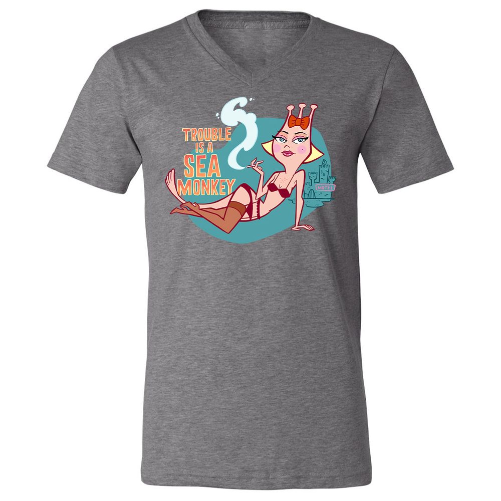 Unisex V-Neck T-Shirt - ZTNHL4H8 - Deep Heather - 13