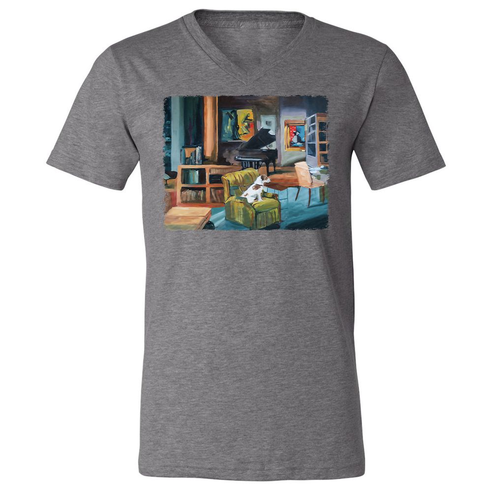 Unisex V-Neck T-Shirt - 4ZWWBKKG - Deep Heather - 13