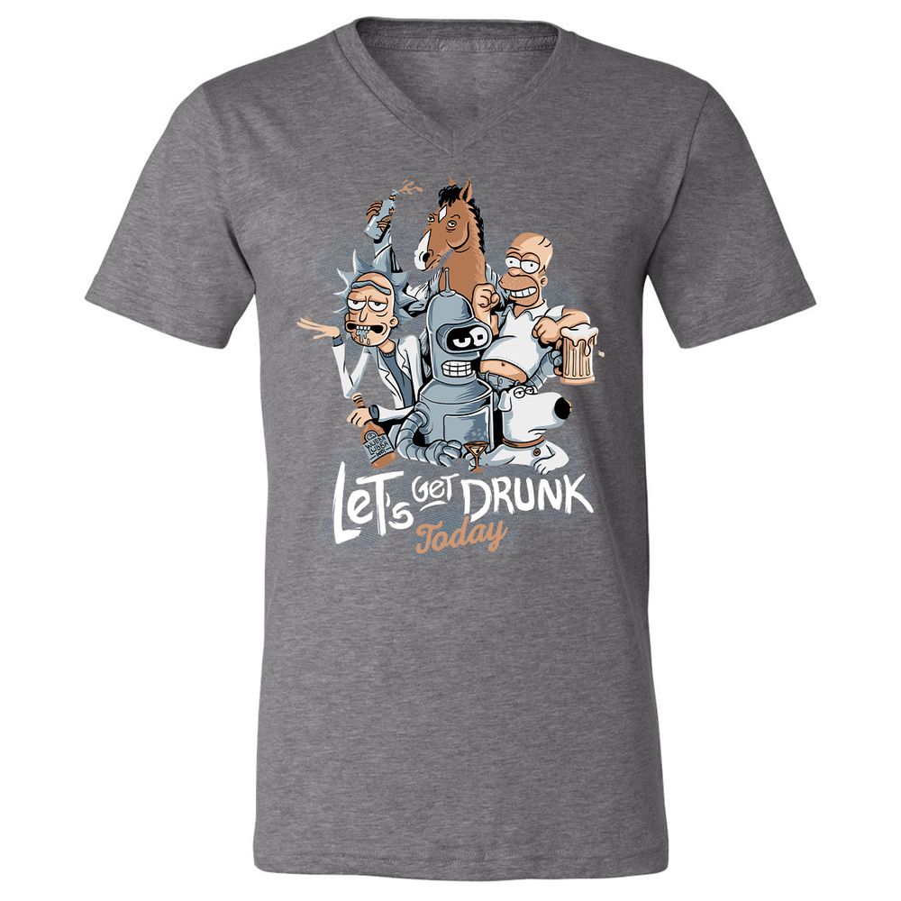 Unisex V-Neck T-Shirt - 7X55F3FL - Deep Heather - 13