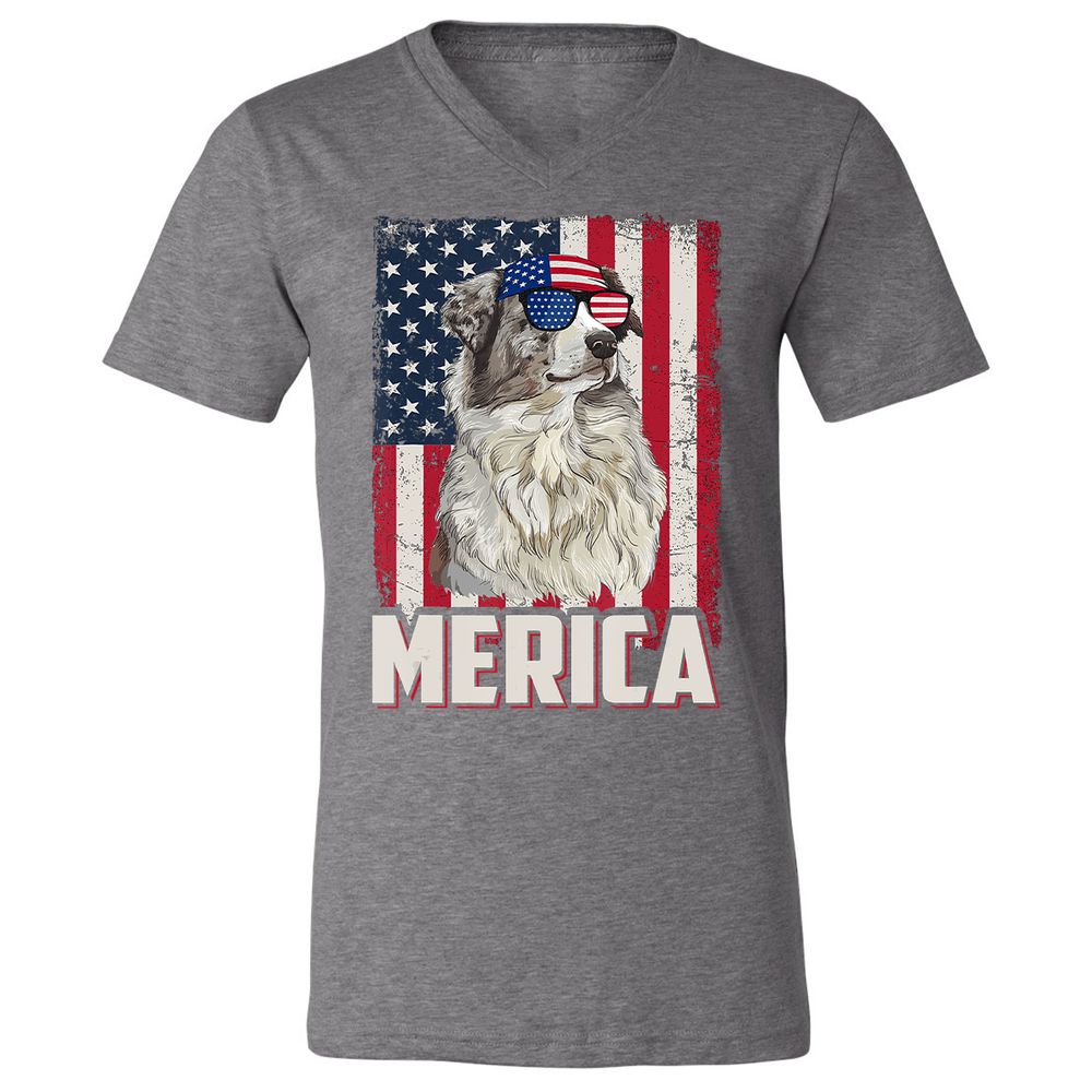 Unisex V-Neck T-Shirt - CQR7MUMW - Deep Heather - 13