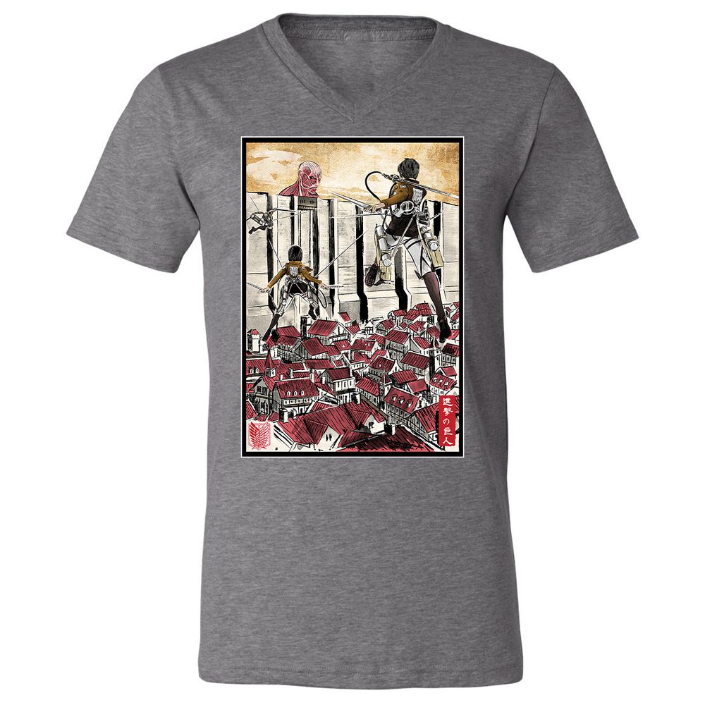 Unisex V-Neck T-Shirt - MYTWWEGZ - Deep Heather - 13
