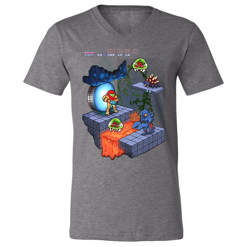 Unisex V-Neck T-Shirt - K3GPFWZM - Deep Heather - 13