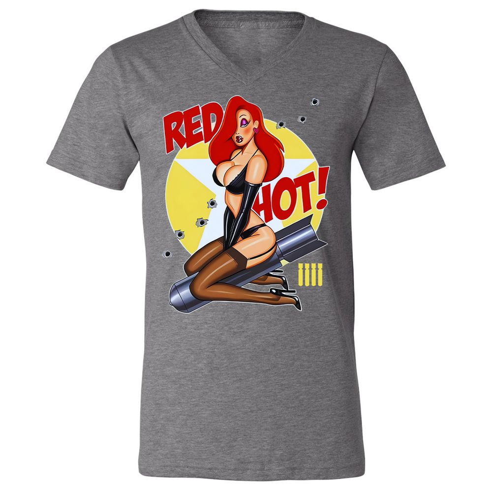 Unisex V-Neck T-Shirt - 5XTD7F13 - Deep Heather - 13