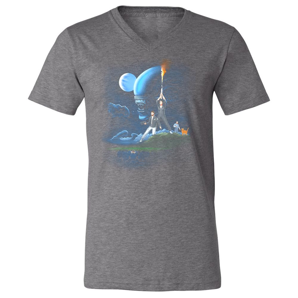 Unisex V-Neck T-Shirt - DJBBM2E9 - Deep Heather - 13