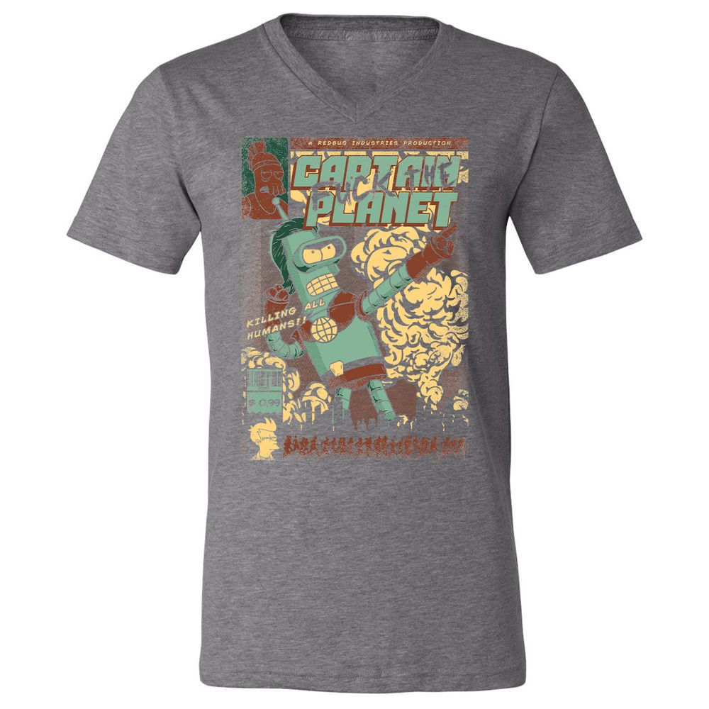 Unisex V-Neck T-Shirt - 3YXHYHQT - Deep Heather - 13