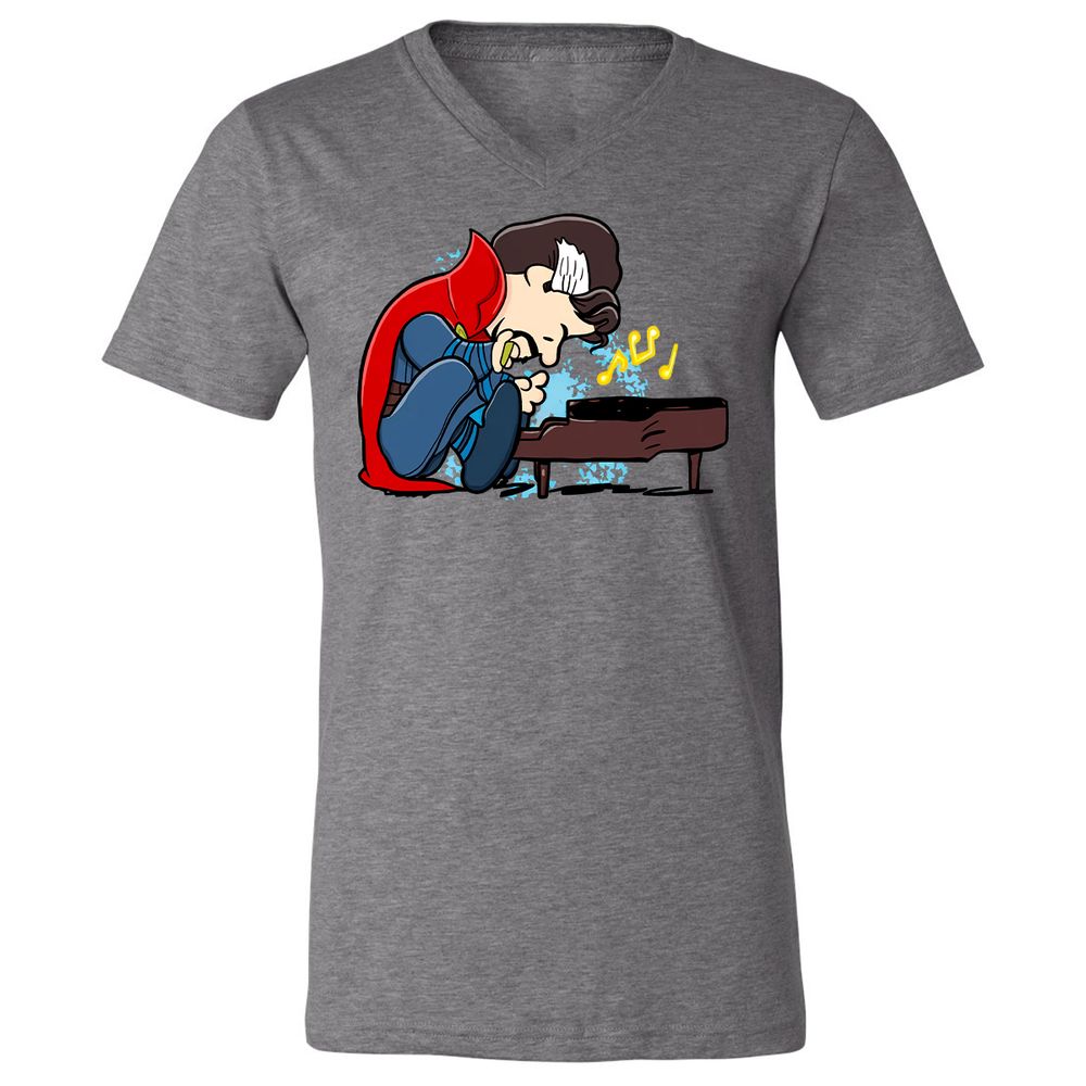 Unisex V-Neck T-Shirt - 4P7THFLG - Deep Heather - 13