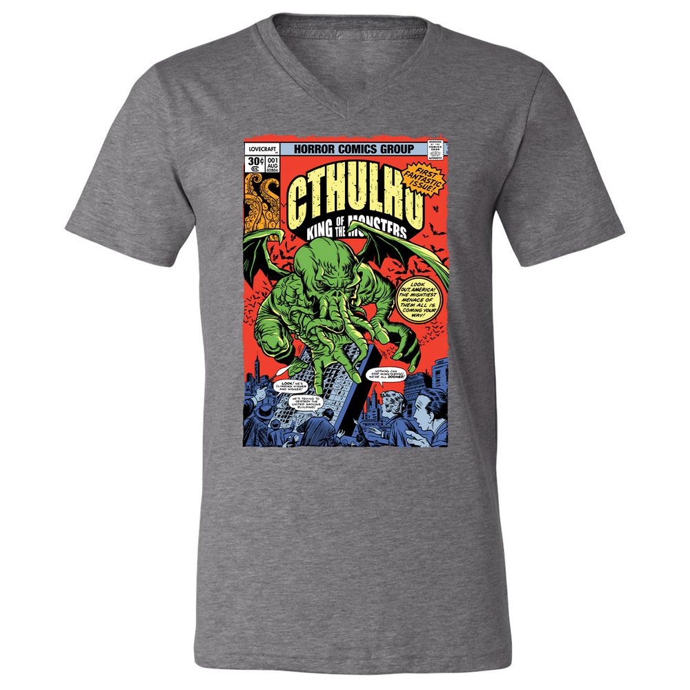 Unisex V-Neck T-Shirt - XKZ1X9TJ - Deep Heather - 13