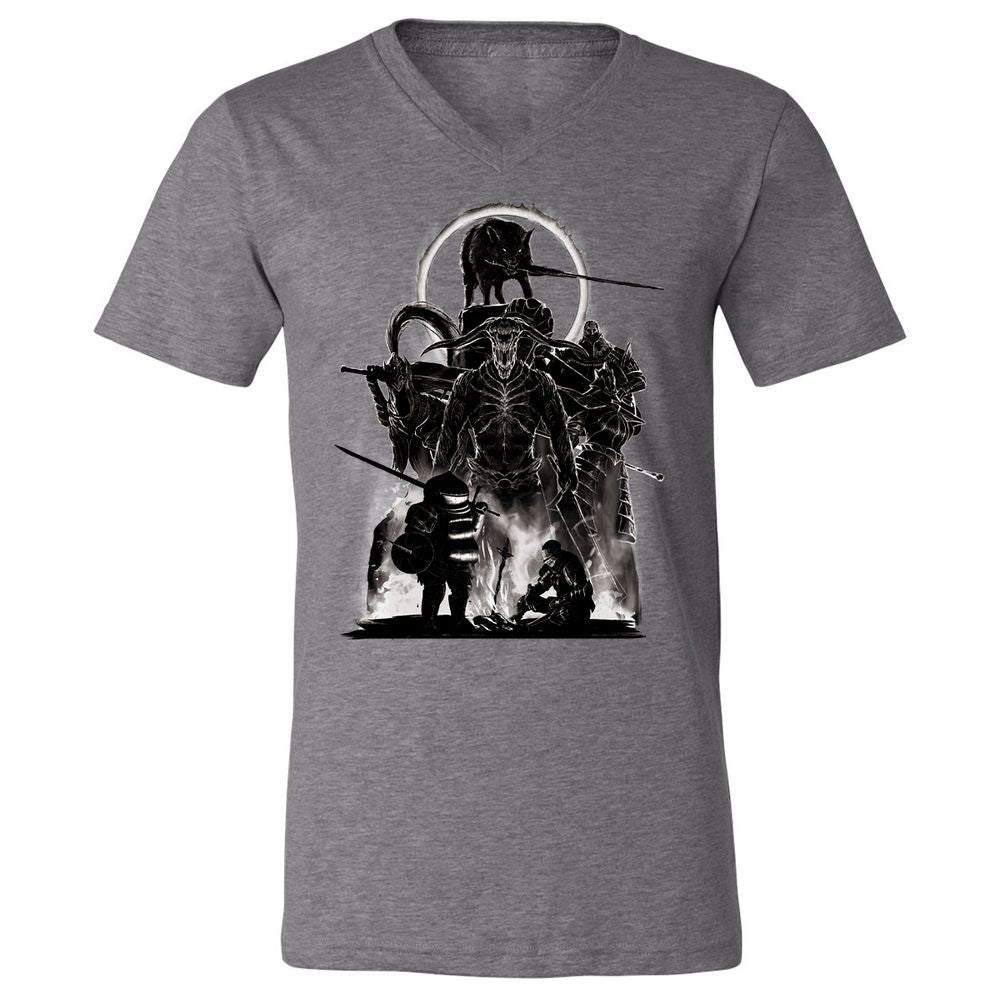 Unisex V-Neck T-Shirt - J7ELS2F8 - Deep Heather - 13