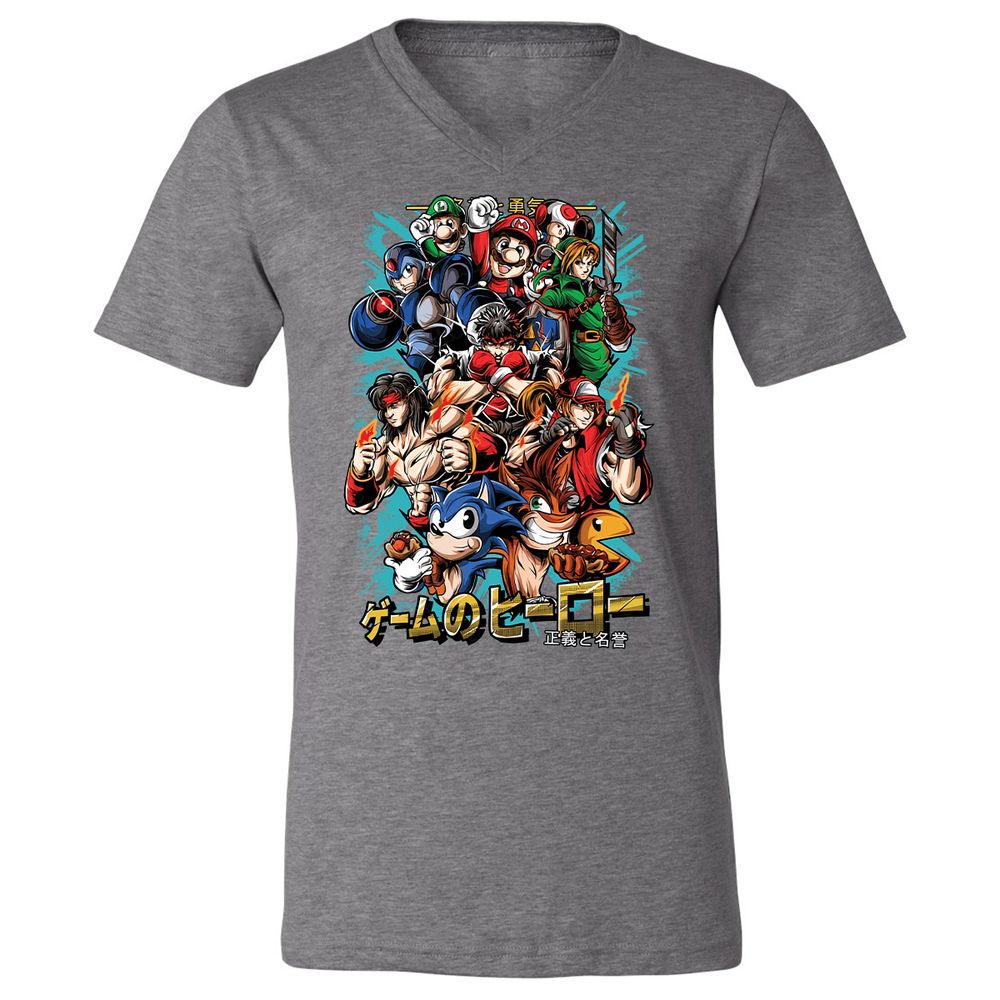 Unisex V-Neck T-Shirt - CK97M7JG - Deep Heather - 13