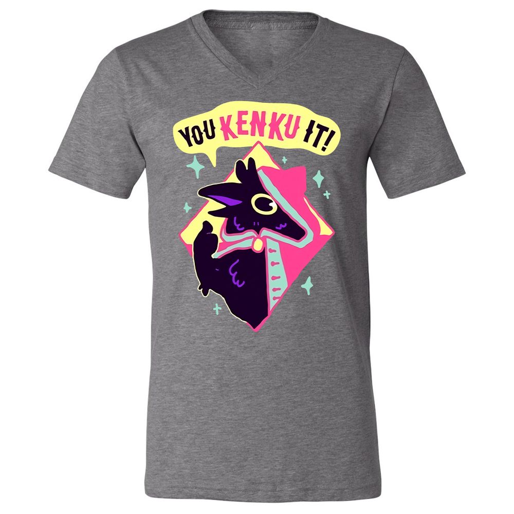 Unisex V-Neck T-Shirt - 4GUCF5S1 - Deep Heather - 13