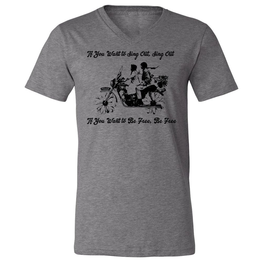Unisex V-Neck T-Shirt - KY3AED8C - Deep Heather - 13