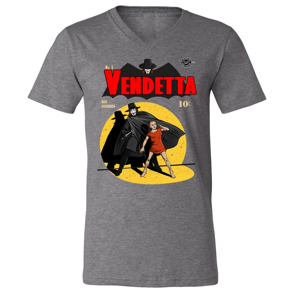 Unisex V-Neck T-Shirt - Q3BPE3W5 - Deep Heather - 13
