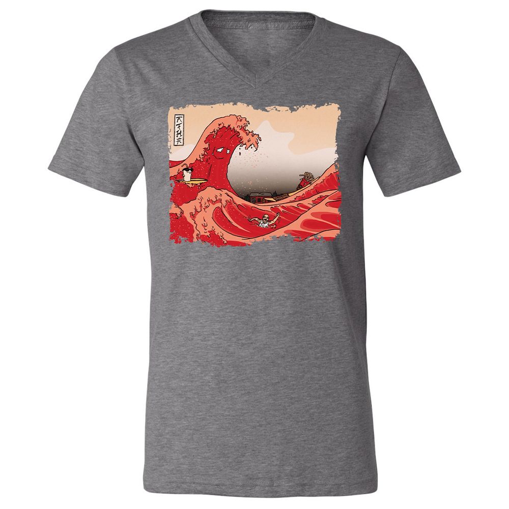 Unisex V-Neck T-Shirt - M1HUX3V8 - Deep Heather - 13