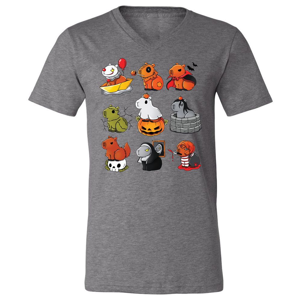 Unisex V-Neck T-Shirt - ZKGSTA7R - Deep Heather - 13