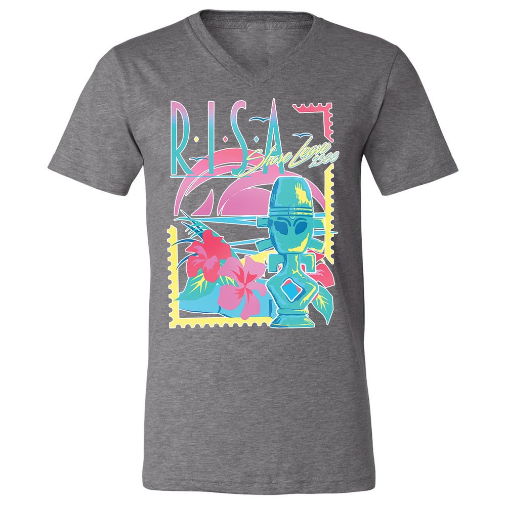 Unisex V-Neck T-Shirt - UJA6FPF9 - Deep Heather - 13