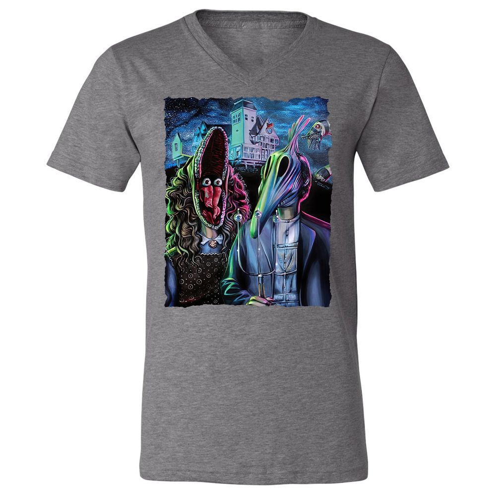 Unisex V-Neck T-Shirt - W5AT9T8Q - Deep Heather - 13