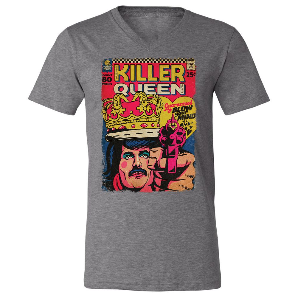 Unisex V-Neck T-Shirt - 919DA3VK - Deep Heather - 13