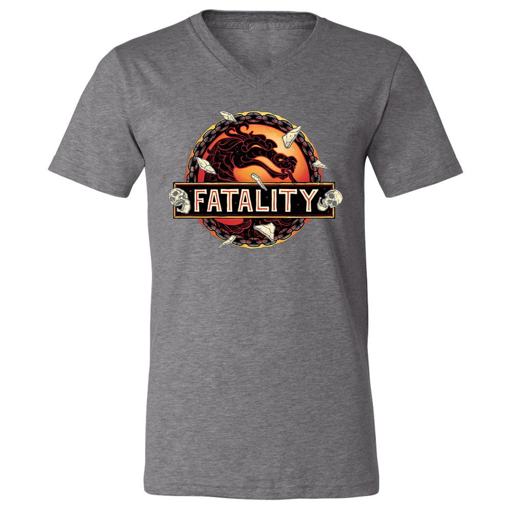 Unisex V-Neck T-Shirt - 4S9BQ194 - Deep Heather - 13