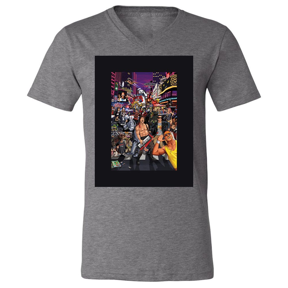 Unisex V-Neck T-Shirt - 9ZP7UPFT - Deep Heather - 13