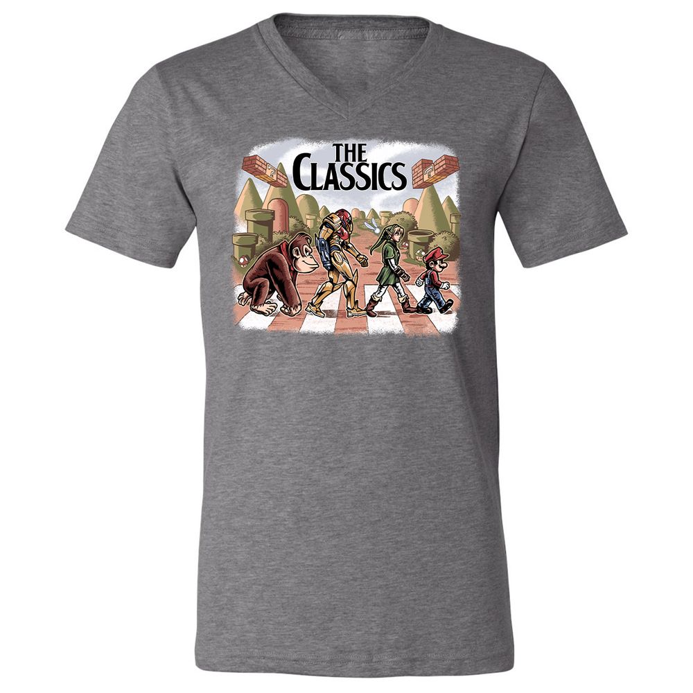 Unisex V-Neck T-Shirt - S9NRU7DJ - Deep Heather - 13