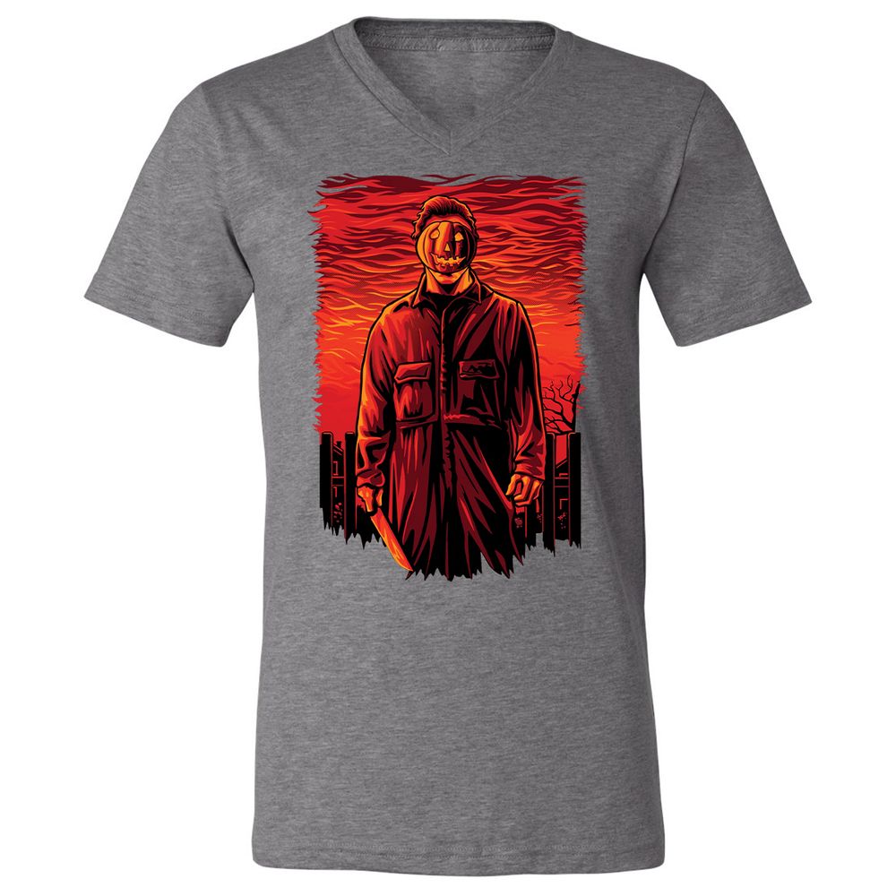 Unisex V-Neck T-Shirt - F22K7U5P - Deep Heather - 13