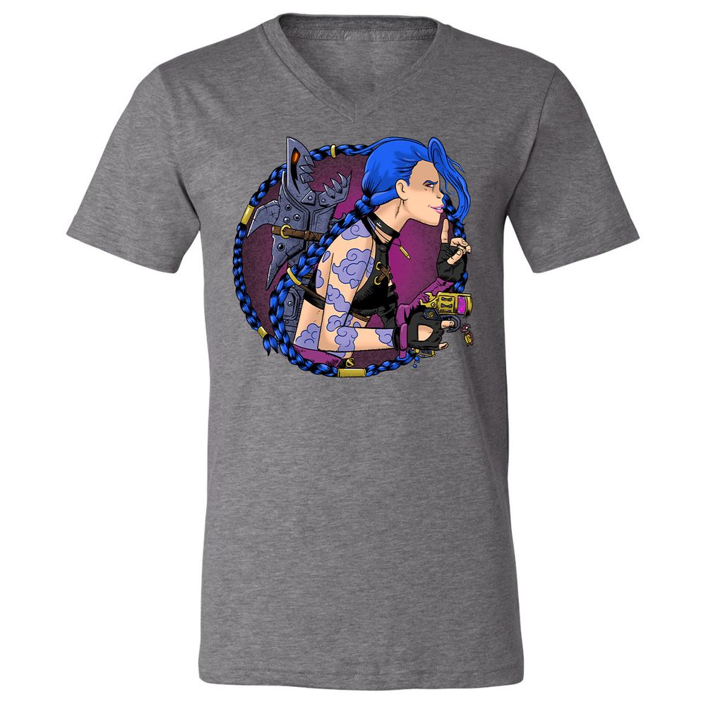 Unisex V-Neck T-Shirt - JU1JJMX5 - Deep Heather - 13