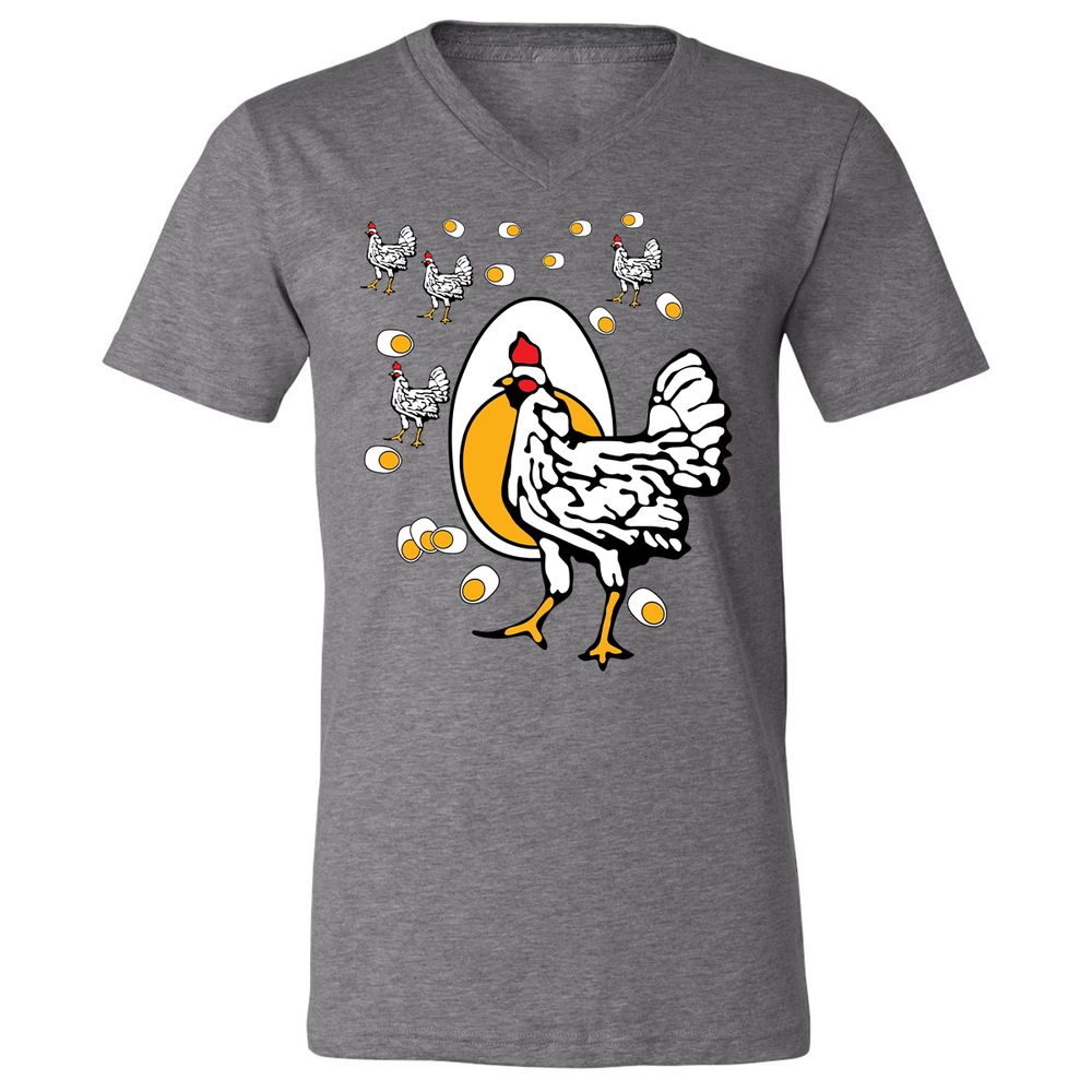 Unisex V-Neck T-Shirt - HEM4Y7J5 - Deep Heather - 13