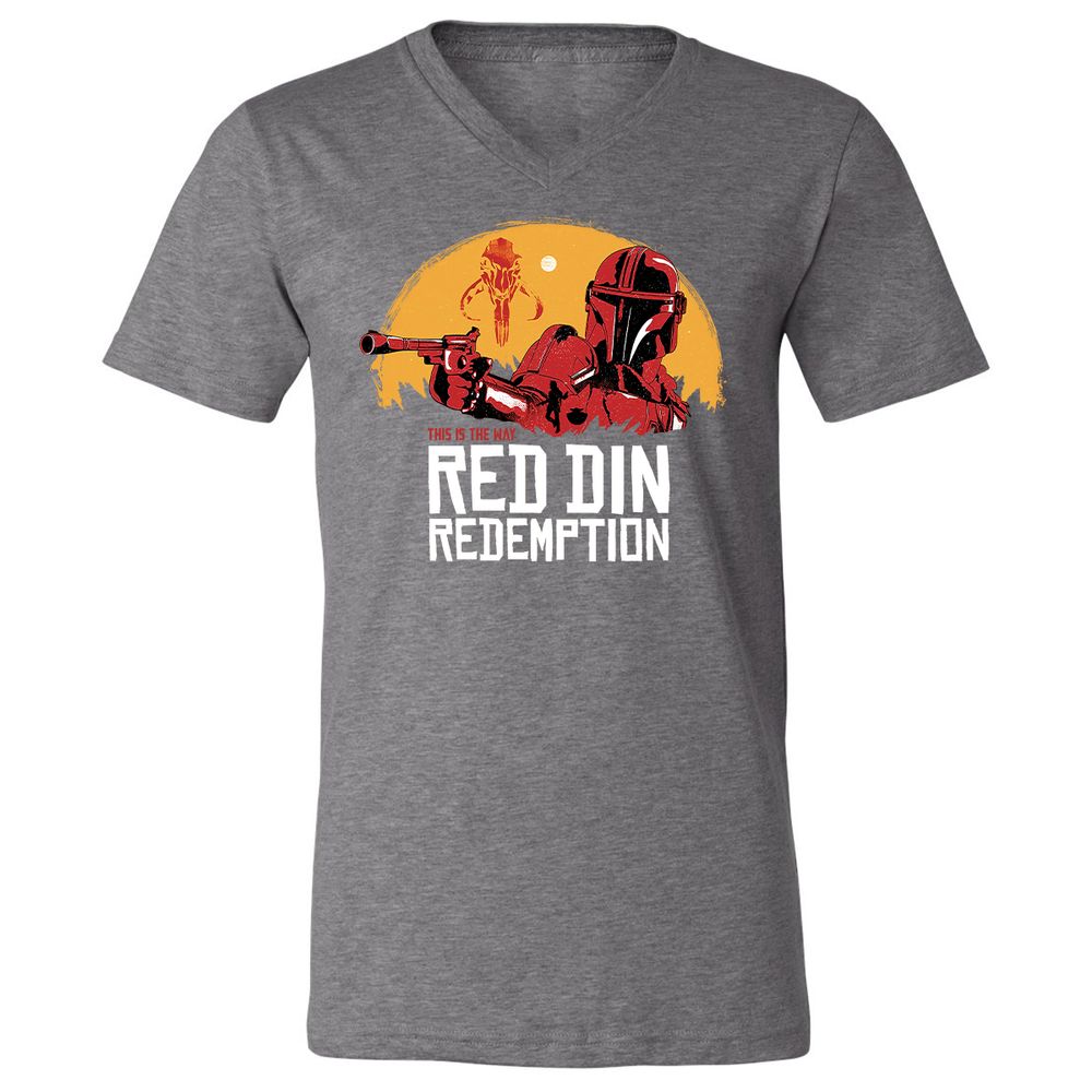 Unisex V-Neck T-Shirt - E5AD1DQ8 - Deep Heather - 13