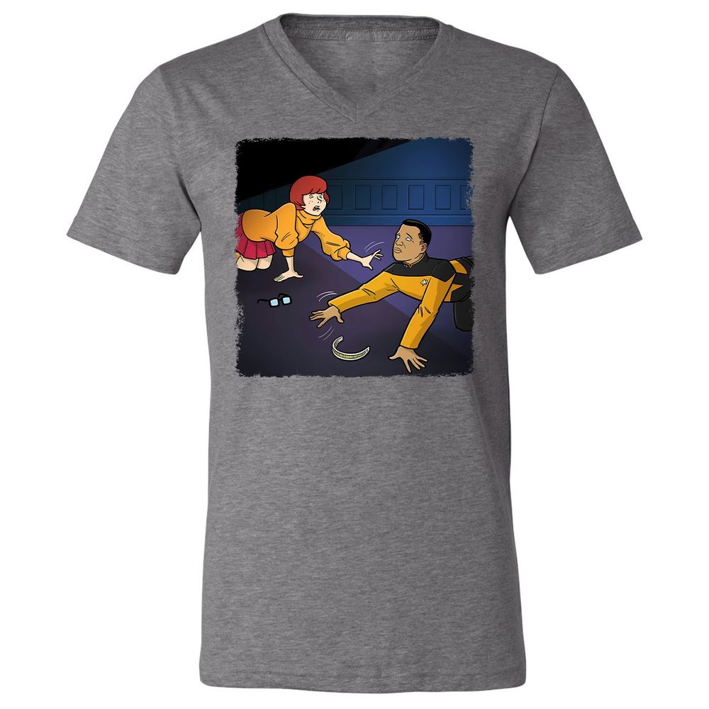 Unisex V-Neck T-Shirt - 5JJW8L6F - Deep Heather - 13