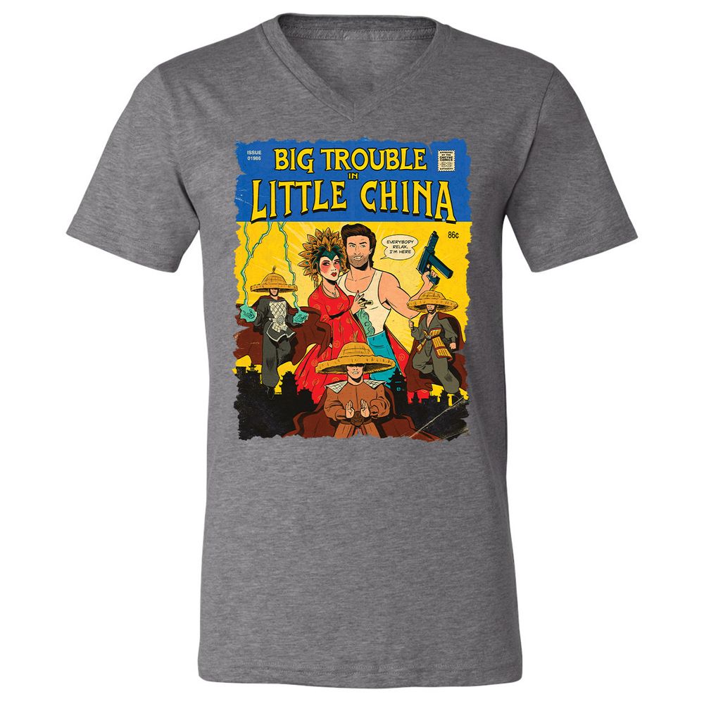 Unisex V-Neck T-Shirt - QRNL3CXK - Deep Heather - 13