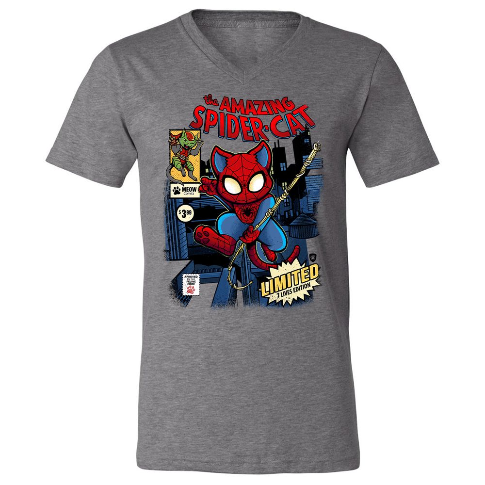 Unisex V-Neck T-Shirt - QFDE9UU7 - Deep Heather - 13