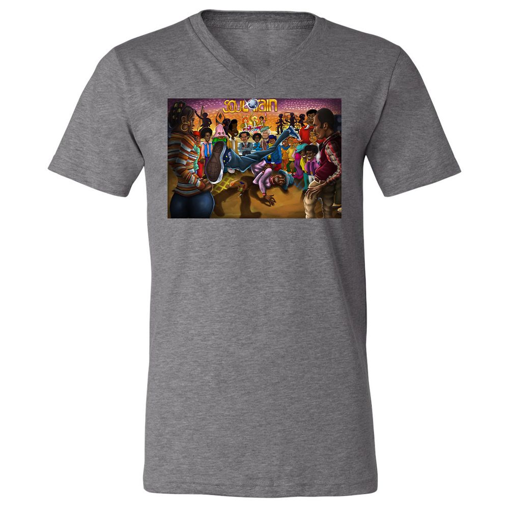 Unisex V-Neck T-Shirt - F7JFF4ZY - Deep Heather - 13
