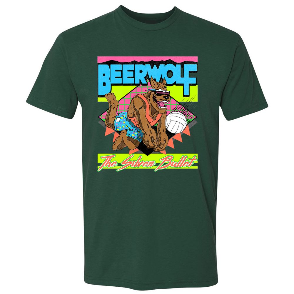 Retro Beach Wolf - Forest Green - 13