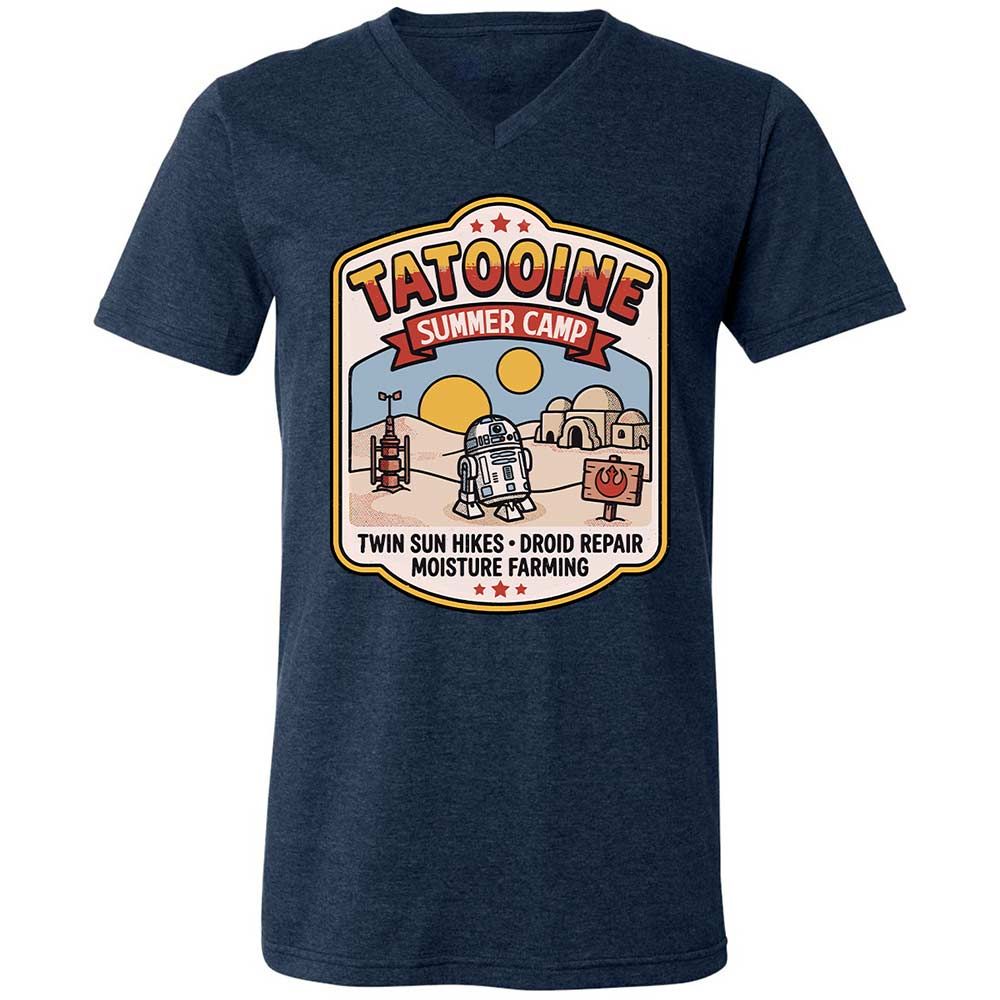 Unisex V-Neck T-Shirt - DC97NUJE - Heather Navy - 13