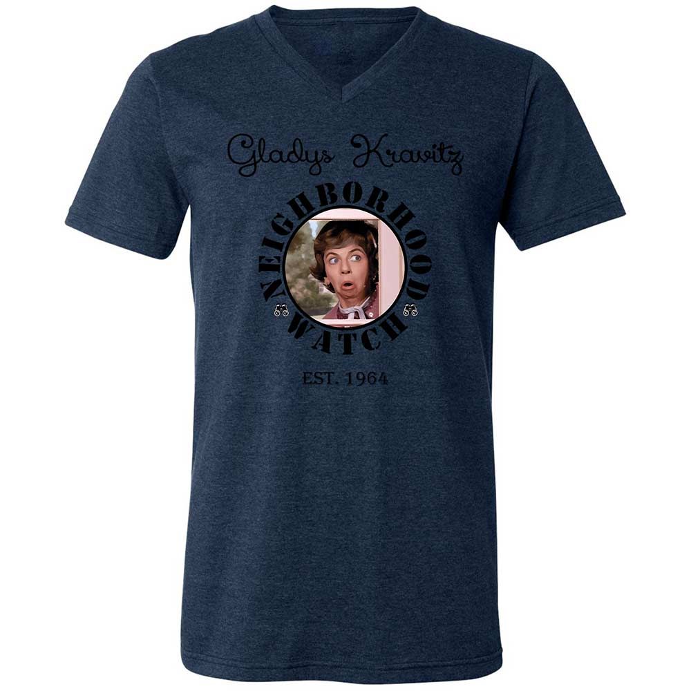 Unisex V-Neck T-Shirt - TAZQTQEM - Heather Navy - 13