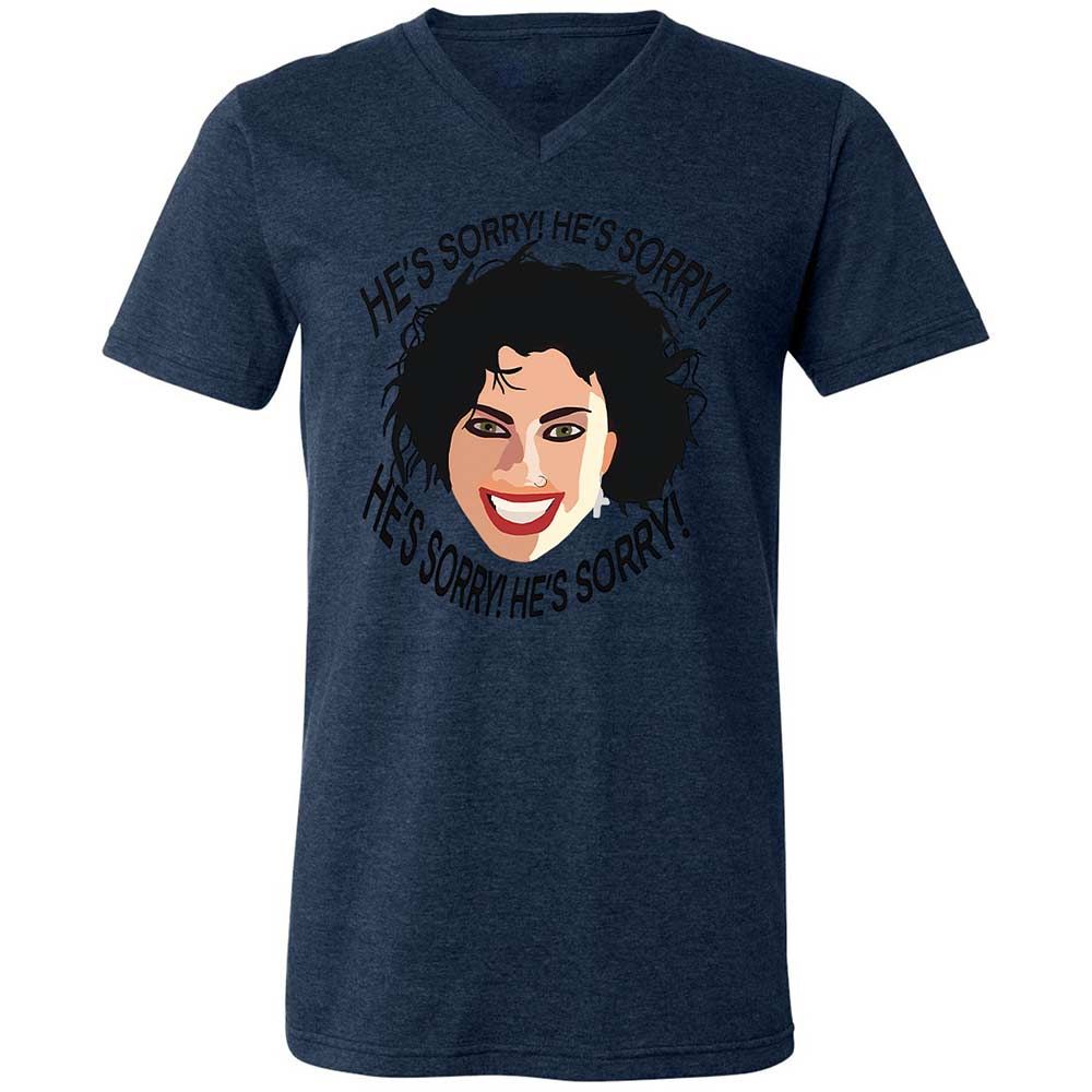 Unisex V-Neck T-Shirt - YQPNK5FU - Heather Navy - 13