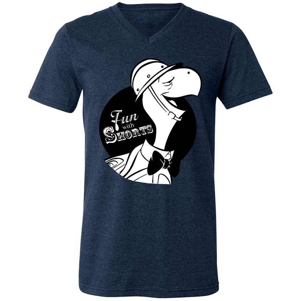 Unisex V-Neck T-Shirt - D68B4ZT9 - Heather Navy - 13