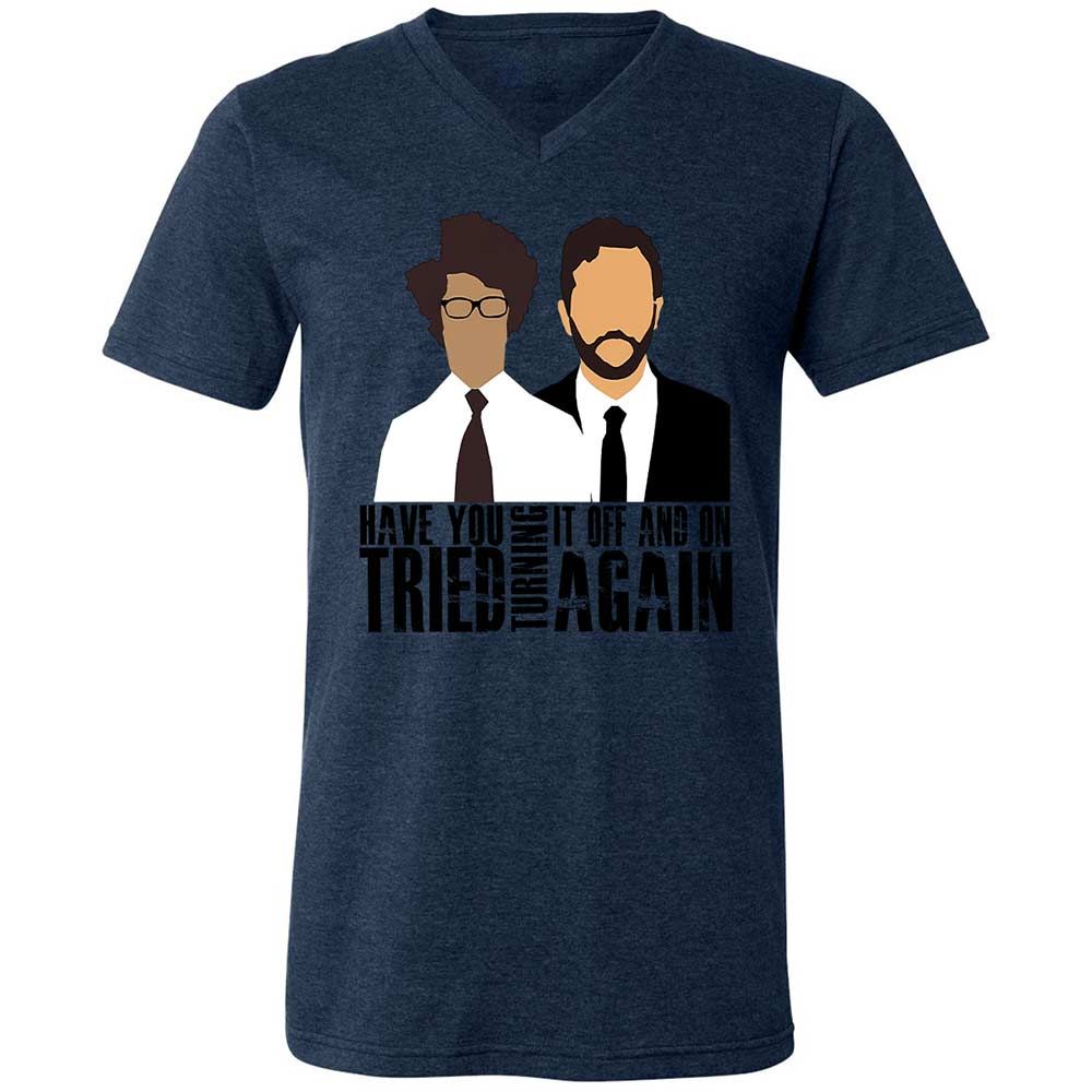 Unisex V-Neck T-Shirt - M9MSFYEY - Heather Navy - 13