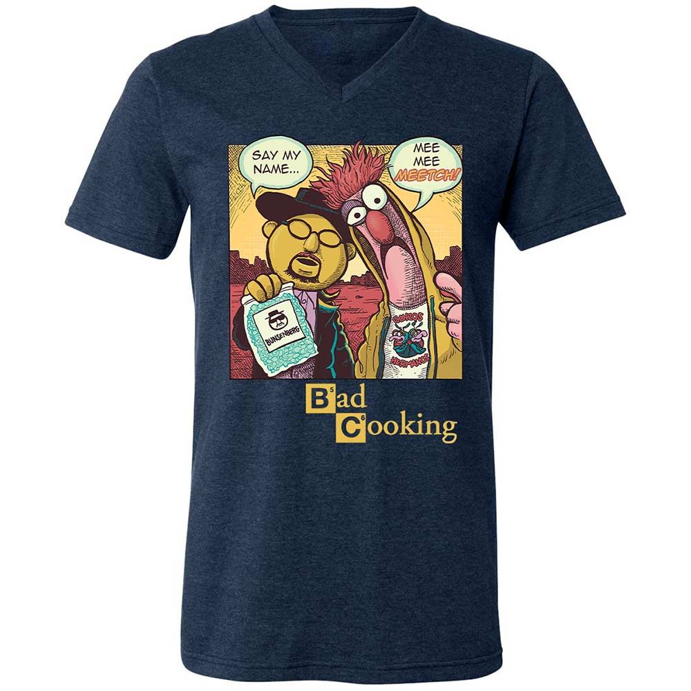 Unisex V-Neck T-Shirt - S8NCHHR7 - Heather Navy - 13