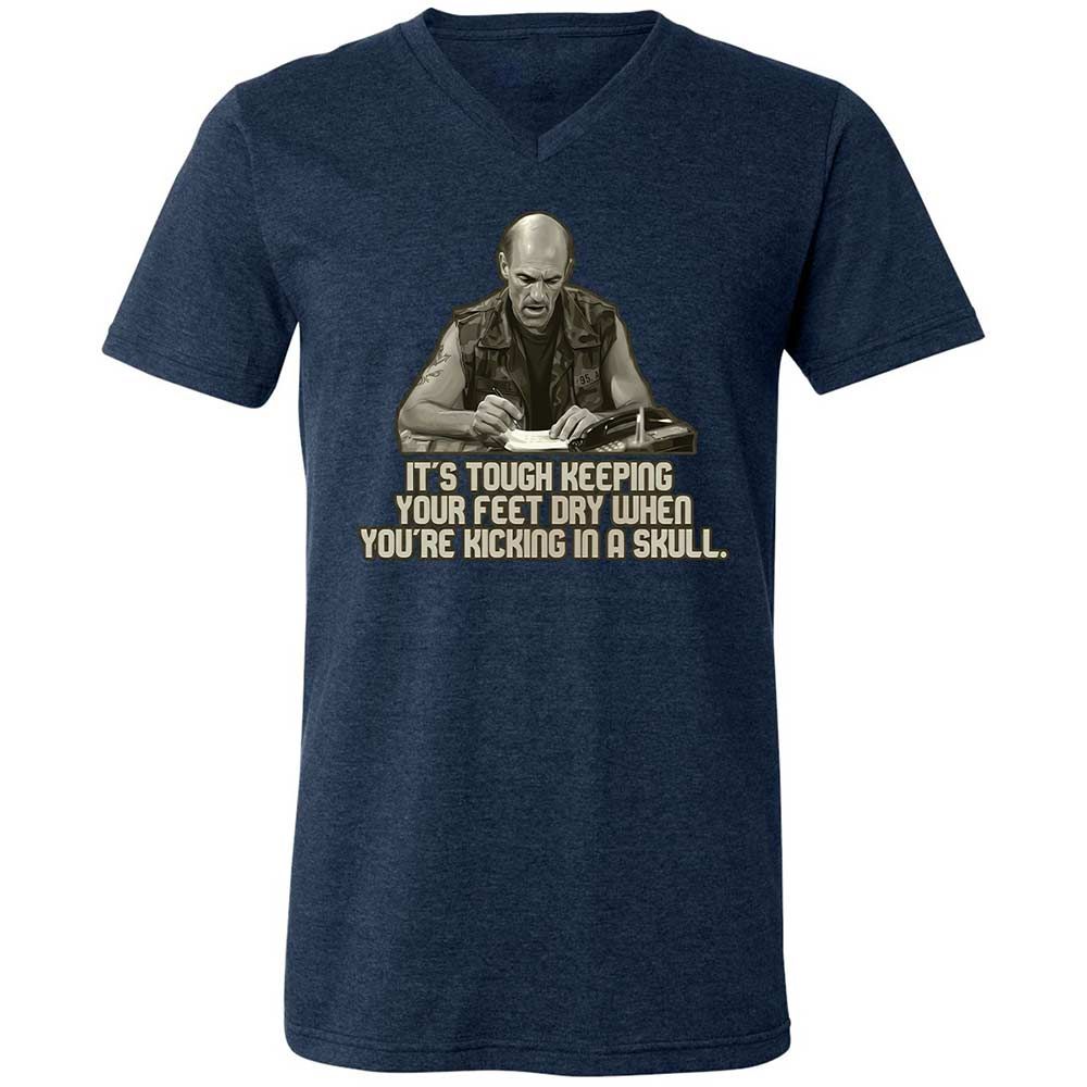 Unisex V-Neck T-Shirt - 5HPLX7QQ - Heather Navy - 13