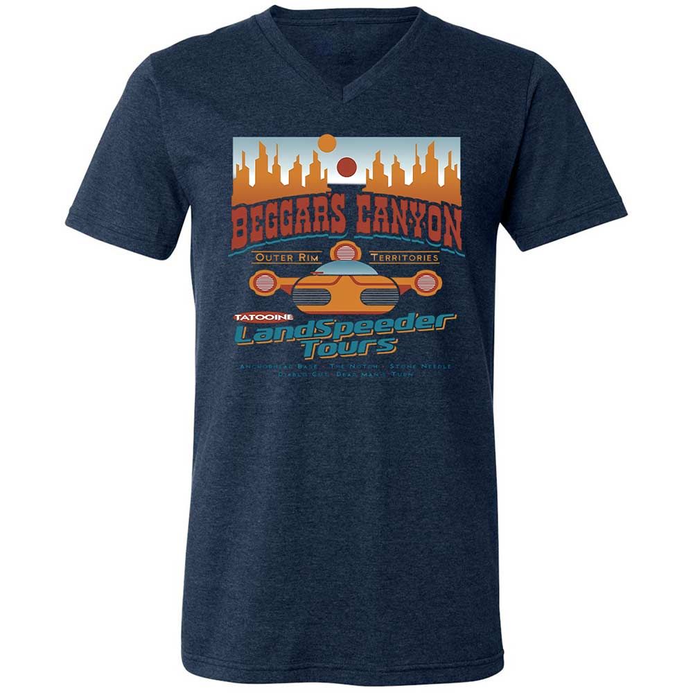 Unisex V-Neck T-Shirt - AY82KZ6U - Heather Navy - 13