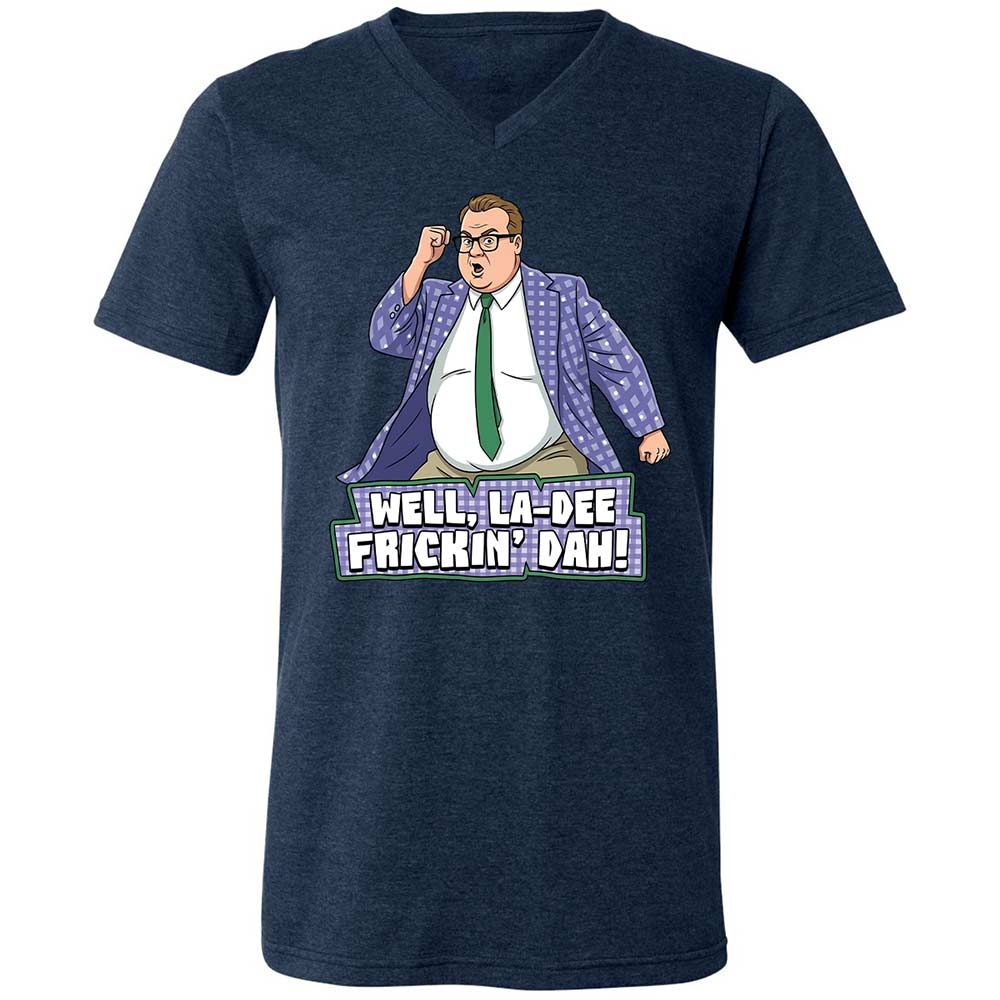 Unisex V-Neck T-Shirt - C4QNJ85R - Heather Navy - 13