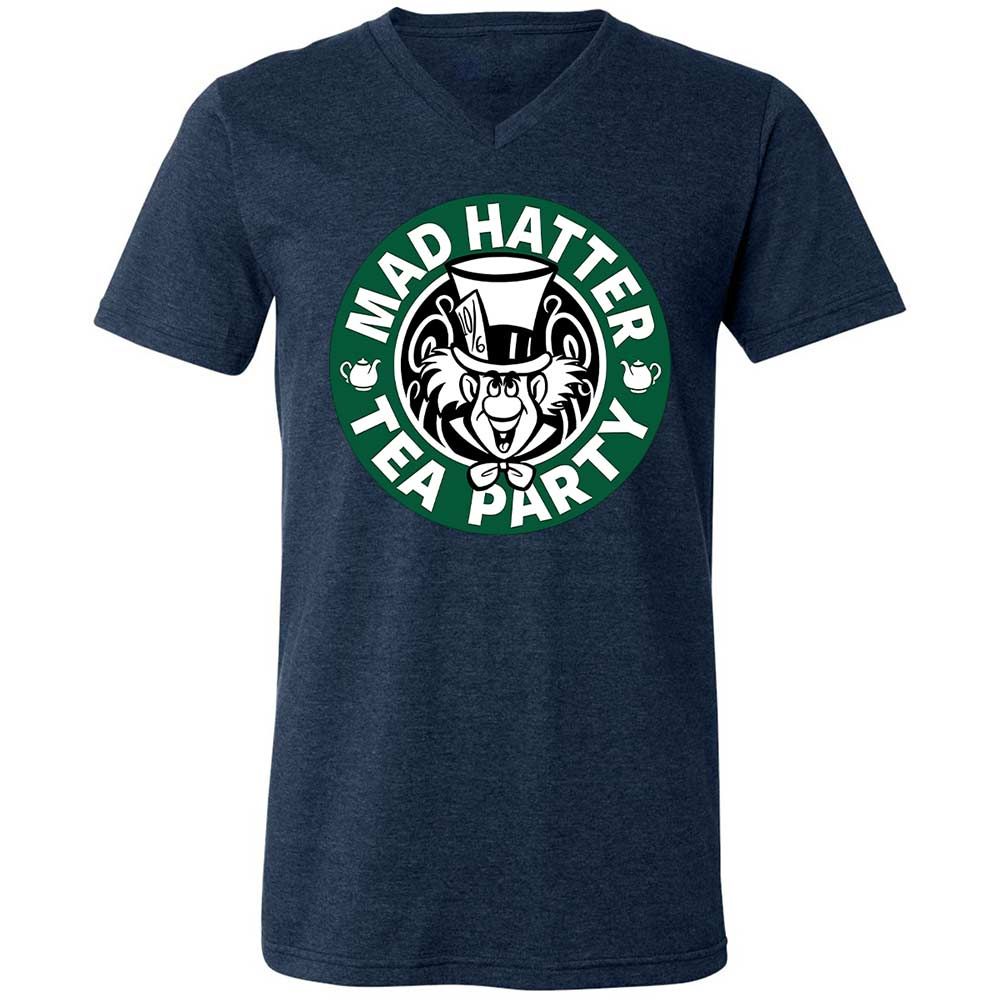 Unisex V-Neck T-Shirt - F5XBNC8B - Heather Navy - 13